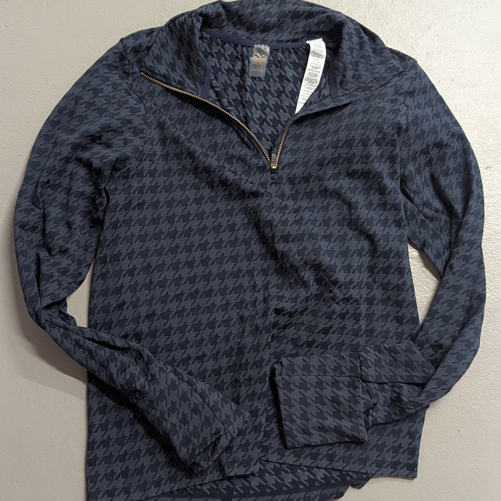 Women's RHONE Blue Houndstooth Athletic 1/4 Zip Pullover